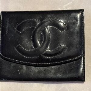 CHANEL Black Leather Card Wallet